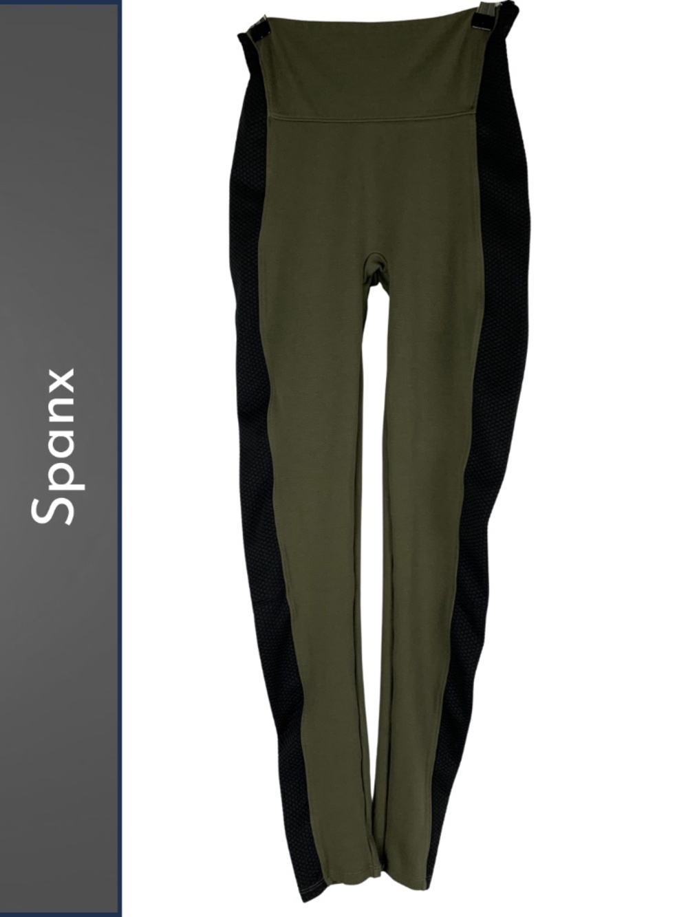 Spanx Olive Black Textured Pull On Panel Leggings S Activewear Athleisure Gym